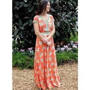 NWT Matilda Jane Orange Lets Go Together At Ease Floral Casual Maxi Dress